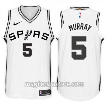 Maglia NBA San Antonio Spurs Dejounte Murray 5 Nike 2017-18 Bianco Swingman - Uomo
